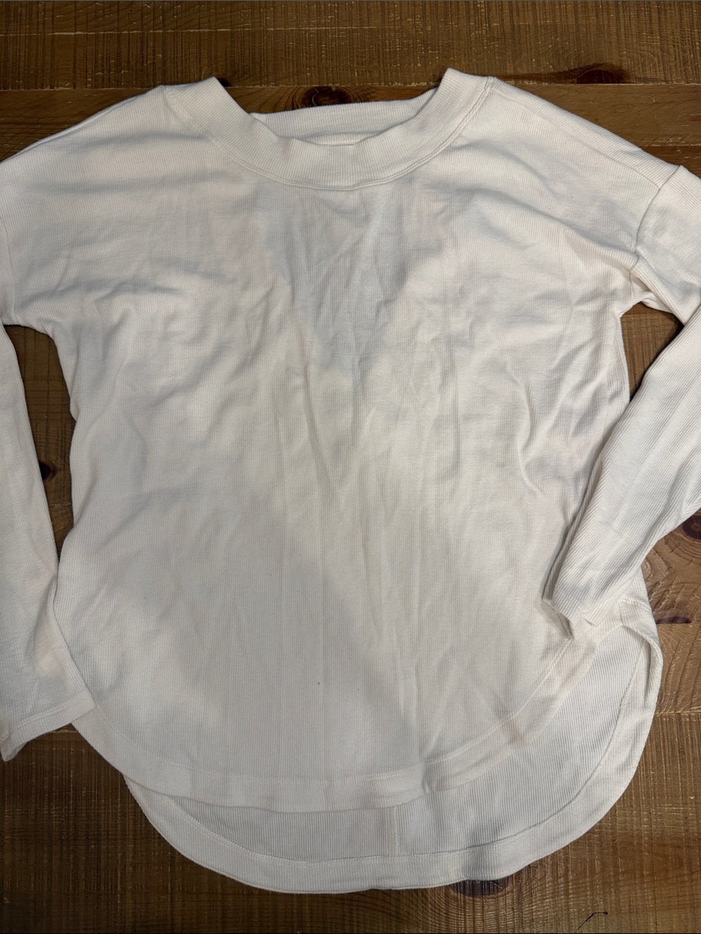 Athleta Cream Long Sleeve Waffle Crew